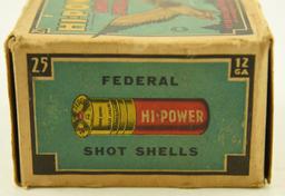 Vintage box of Federal Cartridge Co. Hi-Power 12 gauge 4 shot unopened