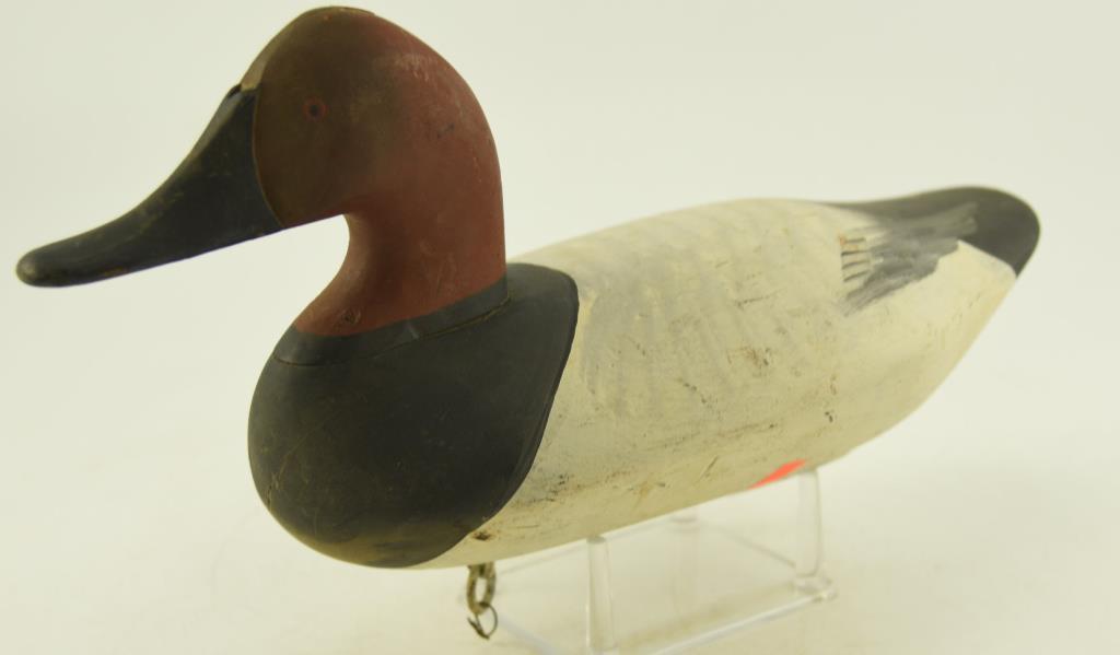 Bob McGaw Havre de Grace, MD Canvasback Decoy with dog bone weight and original paint