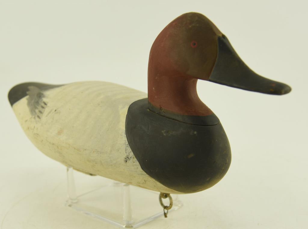 Bob McGaw Havre de Grace, MD Canvasback Decoy with dog bone weight and original paint