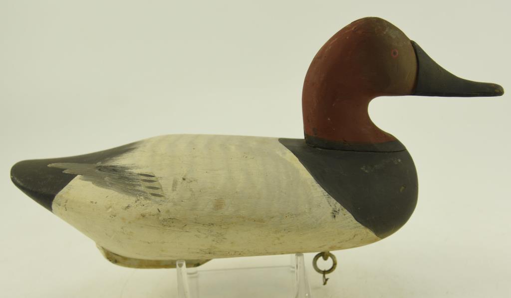 Bob McGaw Havre de Grace, MD Canvasback Decoy with dog bone weight and original paint