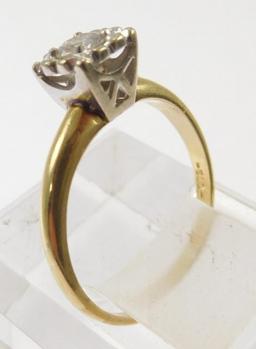 Lot #6: 14k ladies solitaire engagement ring (14k yellow gold tapered narrow half round shank/