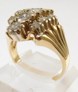 Lot #9: 14k ladies 3 vertical row cocktail ring (14k yellow gold tapered 11mm X 2.5 mm ribbed