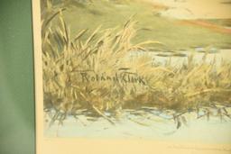 Lot #21 - “Long Shore” framed print of etching by Roland Clarke signed in pencil on lower right