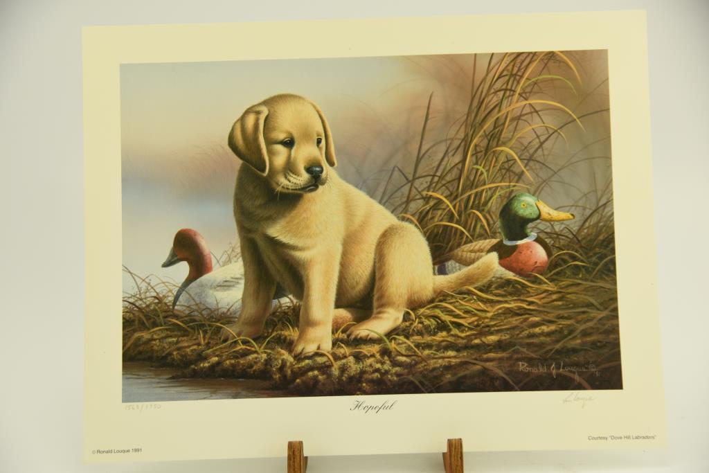 Lot #6 - Approximately (33) unframed prints by Ronald Louque depicting labs, Waterfowl, Birds,