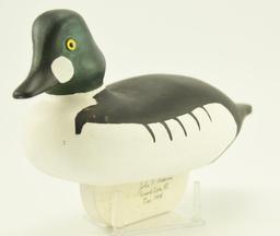 Lot #317 - John R. Adams, Grand Isle Vermont Goldeneye drake signed and dated on wooden keel