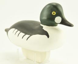 Lot #317 - John R. Adams, Grand Isle Vermont Goldeneye drake signed and dated on wooden keel