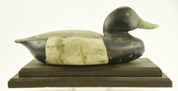 Lot #319 - Factory Bluebill Drake decoy on wooden stand Saybrooke, CT with gunning wear A51.108