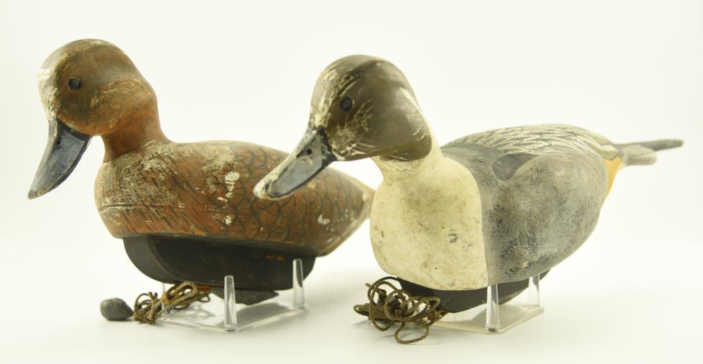 Lot #322 - Pair of 1992 Mike Savage Pintails Hen and drake both signed on underside with wooden