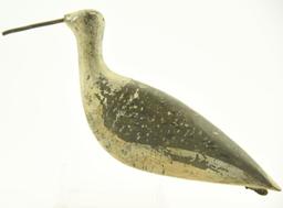 Lot #329 - New England Mass. Plover decoy with leather rigging/carry strap on rear, cast iron