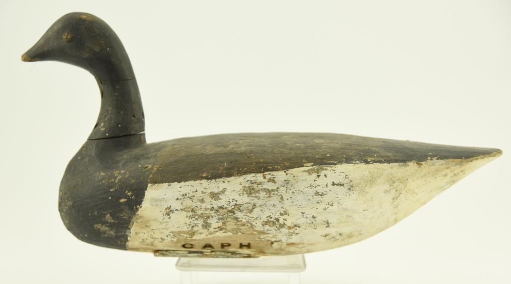 Lot #335 - Ira Hudson Chincoteague, VA Brant Decoy signed in pencil on underside and branded