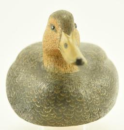 Lot #337 - Lewis Shelton 1981 Black Duck Decoy with raised wing feathers original paint signed