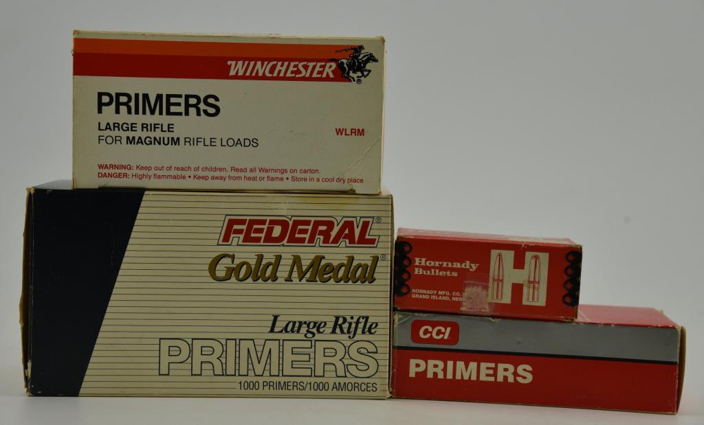 Lot #17 - Nice lot of larger caliber Rifle Reloading supplies to include: Full box of Federal G