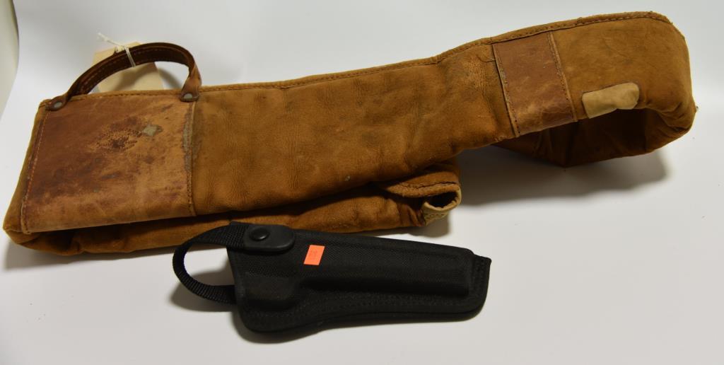 Lot #20 - Browning Shot Pouch, Modella shot bag Soft sided rifle case, Bianchi Pistol holster,