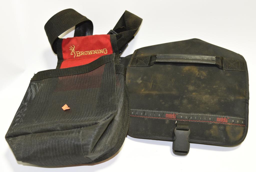 Lot #20 - Browning Shot Pouch, Modella shot bag Soft sided rifle case, Bianchi Pistol holster,