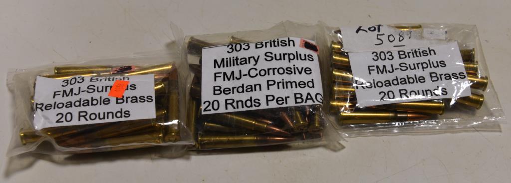 Lot #9 - Approximately (60rds) of .303 British FMJ reloads