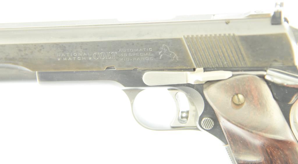 MANUFACTURER/IMP BY: COLT'S P.T.F.A. MFG CO, MODEL: 1911 NATIONAL MATCH .38 S, ACTION TYPE: Semi