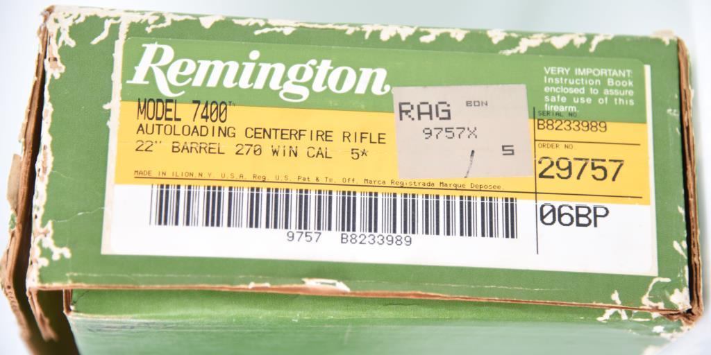 MANUFACTURER/IMP BY: REMINGTON ARMS CO, MODEL: 7400, ACTION TYPE: Pump Action Rifle, CALIBER/GA: