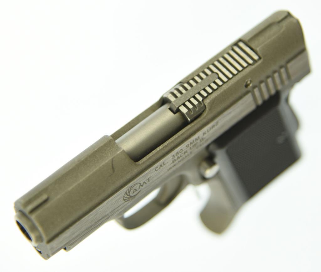 MANUFACTURER/IMP BY: AMT, MODEL: BACK UP II, ACTION TYPE: Semi Auto Pistol, CALIBER/GA: .380