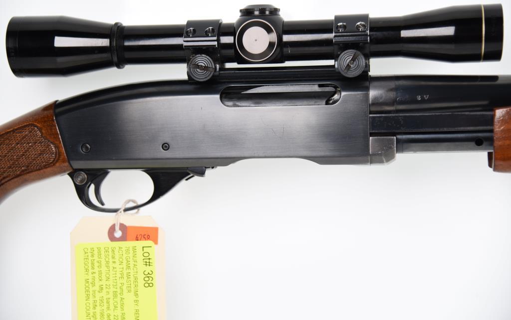 MANUFACTURER/IMP BY: REMINGTON ARMS CO, MODEL: 760 GAME MASTER, ACTION TYPE: Pump Action Rifle,