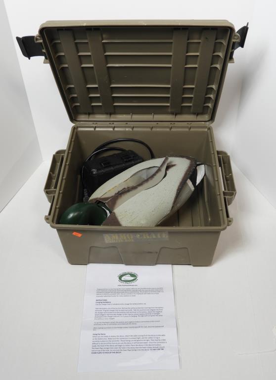 Ammo crate utility box with motorized mallard