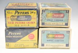 (4) Vintage Shot shell boxes: Peters High