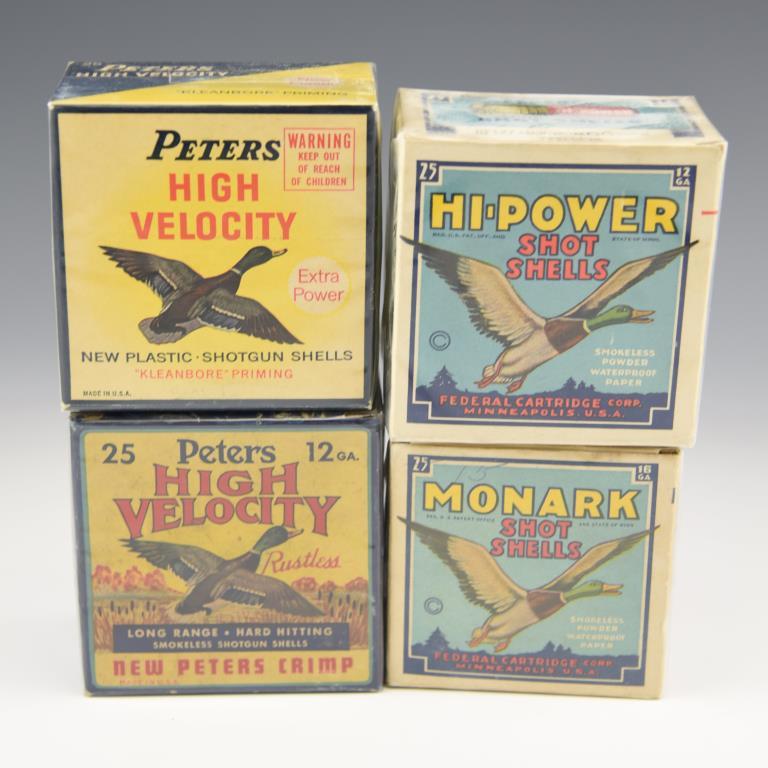 (4) Vintage Shot shell boxes: Peters High