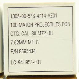 Lot #2109 - (6) boxes of 100 Match Projectiles for .30 cal M72 or 7.62mm (approx. 600 total)
