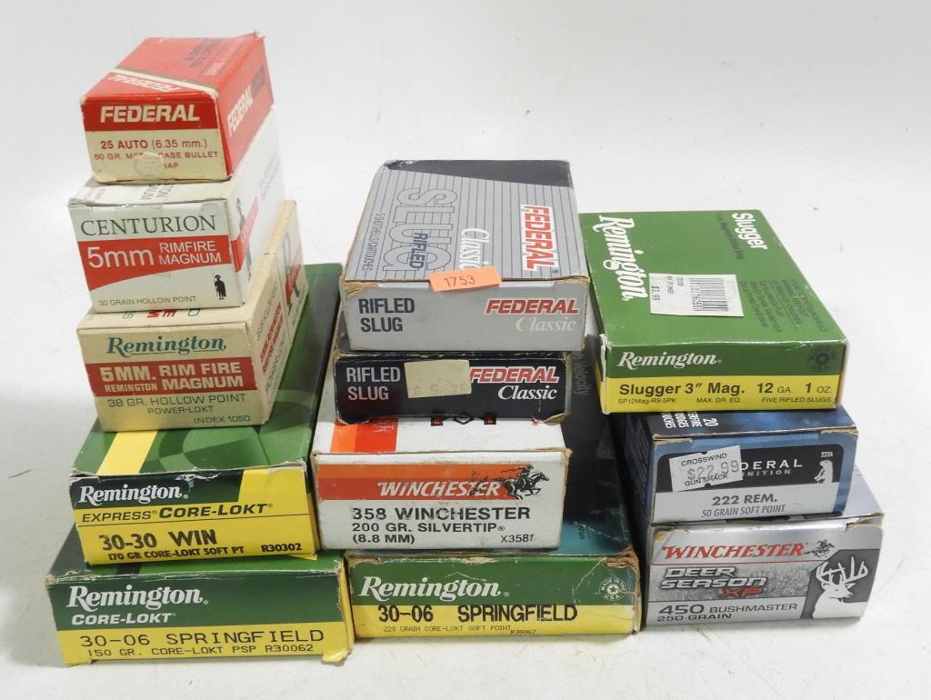 Lot #2130 - Misc. Ammo lot: Small Qty of 30-06 Springfield, Full box of .358 Winchester Silver