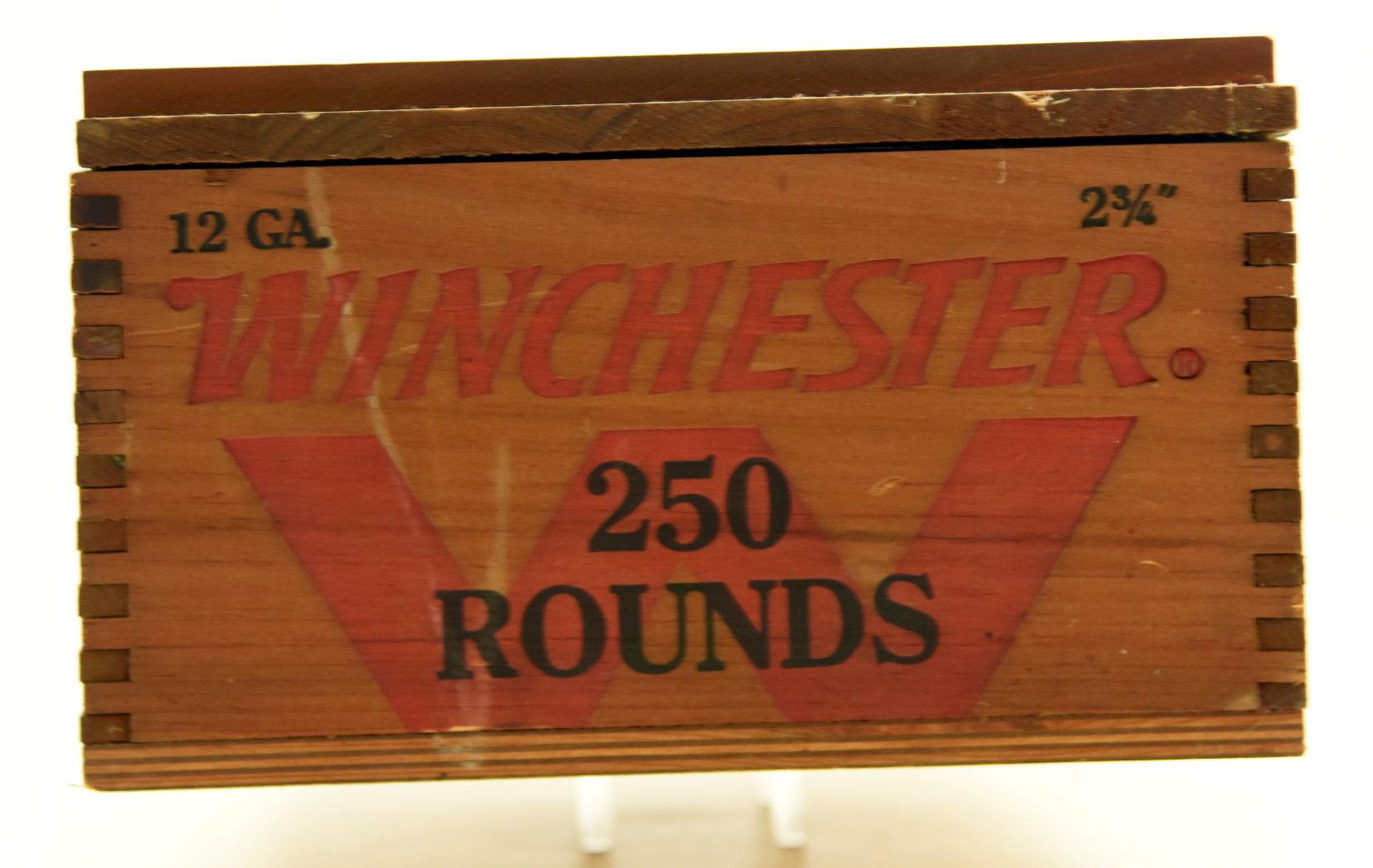Lot #2021 - Winchester Small Arms Ammunition 12 gauge 2 ¾” 250 round wooden finger jointed ammo