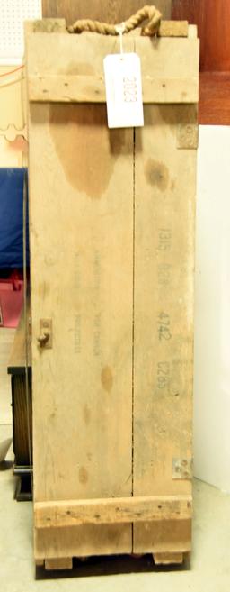 Lot #2023 - Empty US Military 90mm M35 and M41 Cannon solid projectiles wooden crate 44” x 13” x 8”
