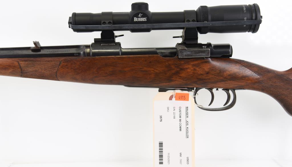 MAUSER - JOS. KUGLER CUSTOM 98 COMMERCIAL MAUSER Bolt Action Rifle 7X57 MM MODERN/C&R