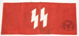 Lot #2344 - (3) WWII German Nazi Arm bands including: Deutsche Luftwaffe Type 1, German SS red