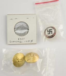 Lot #2346 - Selection of German Nazi WWII memorabilia to include: 1939 War Merit Medal, Belt