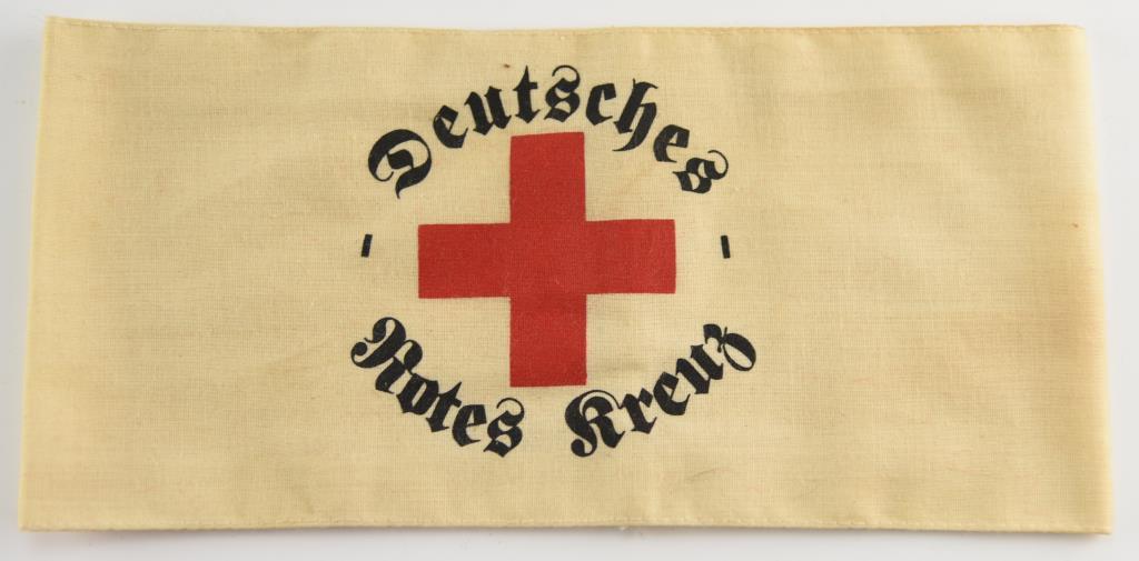 Lot #2348 - (3) German WWII arm bands to include: Deutsches Rotes Kruez military Cross, cloth