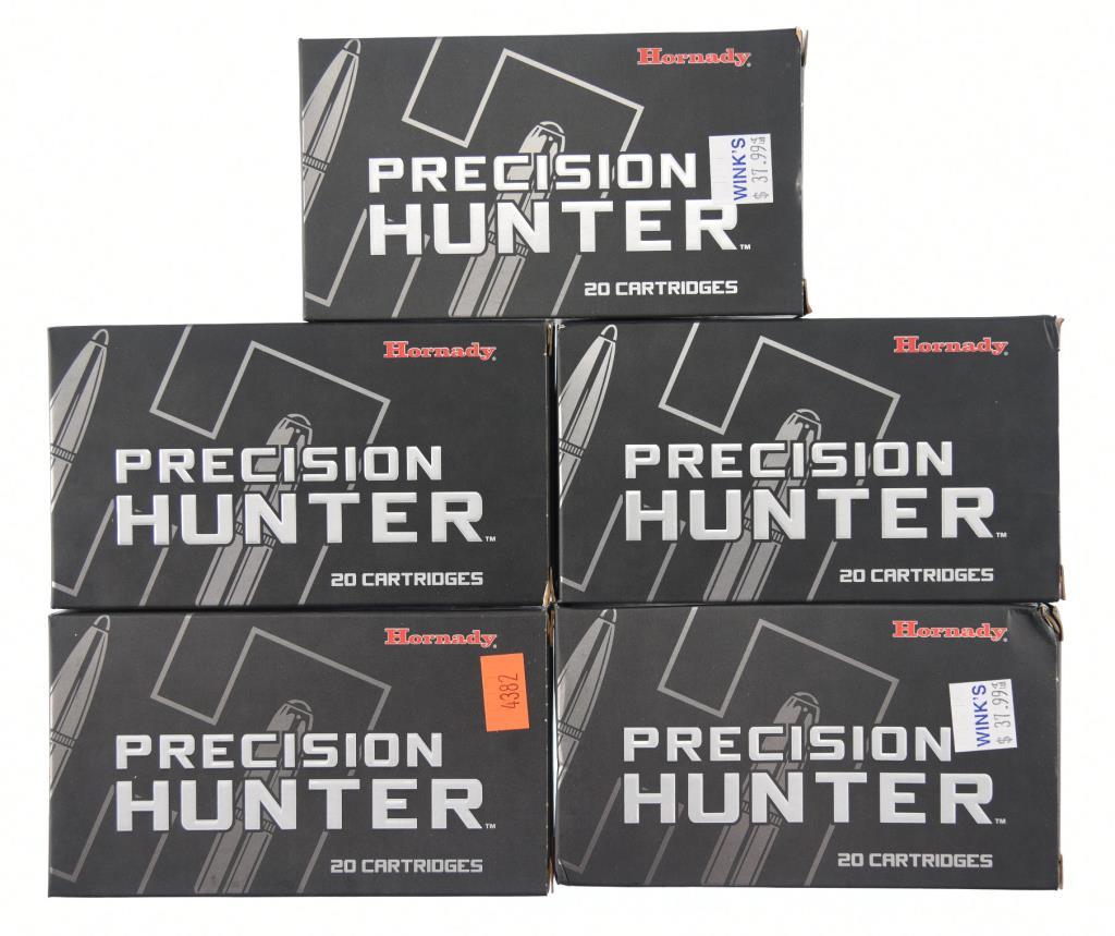 Lot #2350 - 5 Boxes of Hornady Precision Hunter 6.5 Creedmoore 143 Gr ELD-X