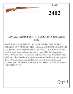 SAVAGE ARMS CORP STEVENS 15-A Bolt Action Rifle