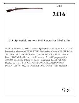 U.S. Springfield Armory 1861 Percussion Musket