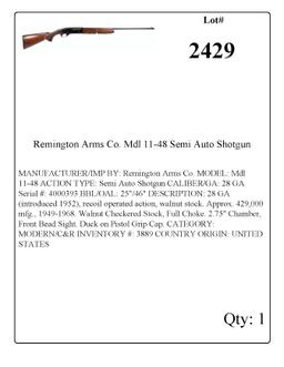 Remington Arms Co. Mdl 11-48 Semi Auto Shotgun