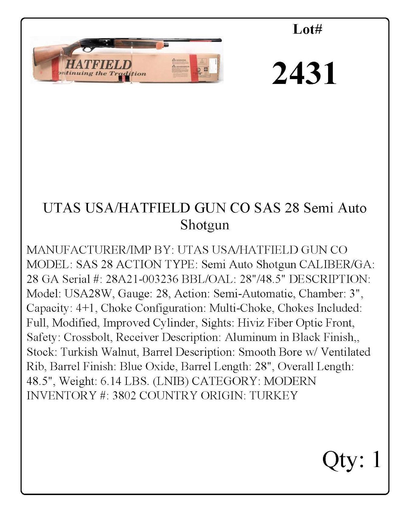UTAS USA/HATFIELD GUN CO SAS 28 Semi Auto Shotgun