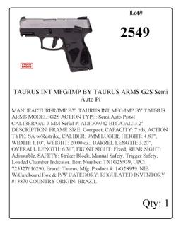 TAURUS INT MFG/IMP BY TAURUS ARMS G2S Semi Auto Pistol