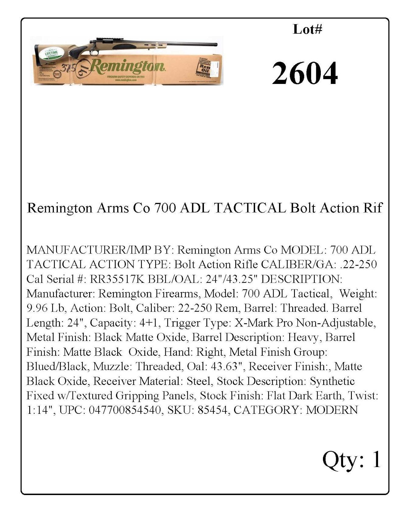 Remington Arms Co 700 ADL TACTICAL Bolt Action Rifle
