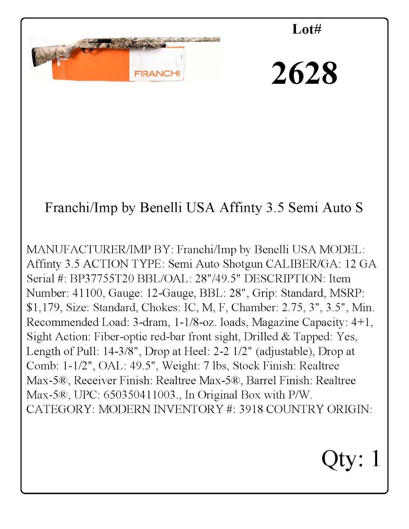 Franchi/Imp by Benelli USA Affinity 3.5 Semi Auto Shotgun