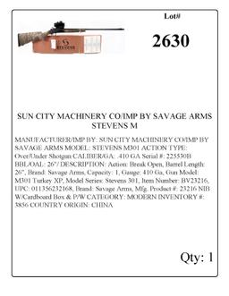 SUN CITY MACHINERY CO/IMP BY SAVAGE ARMS STEVENS 301 O/U Shotgun
