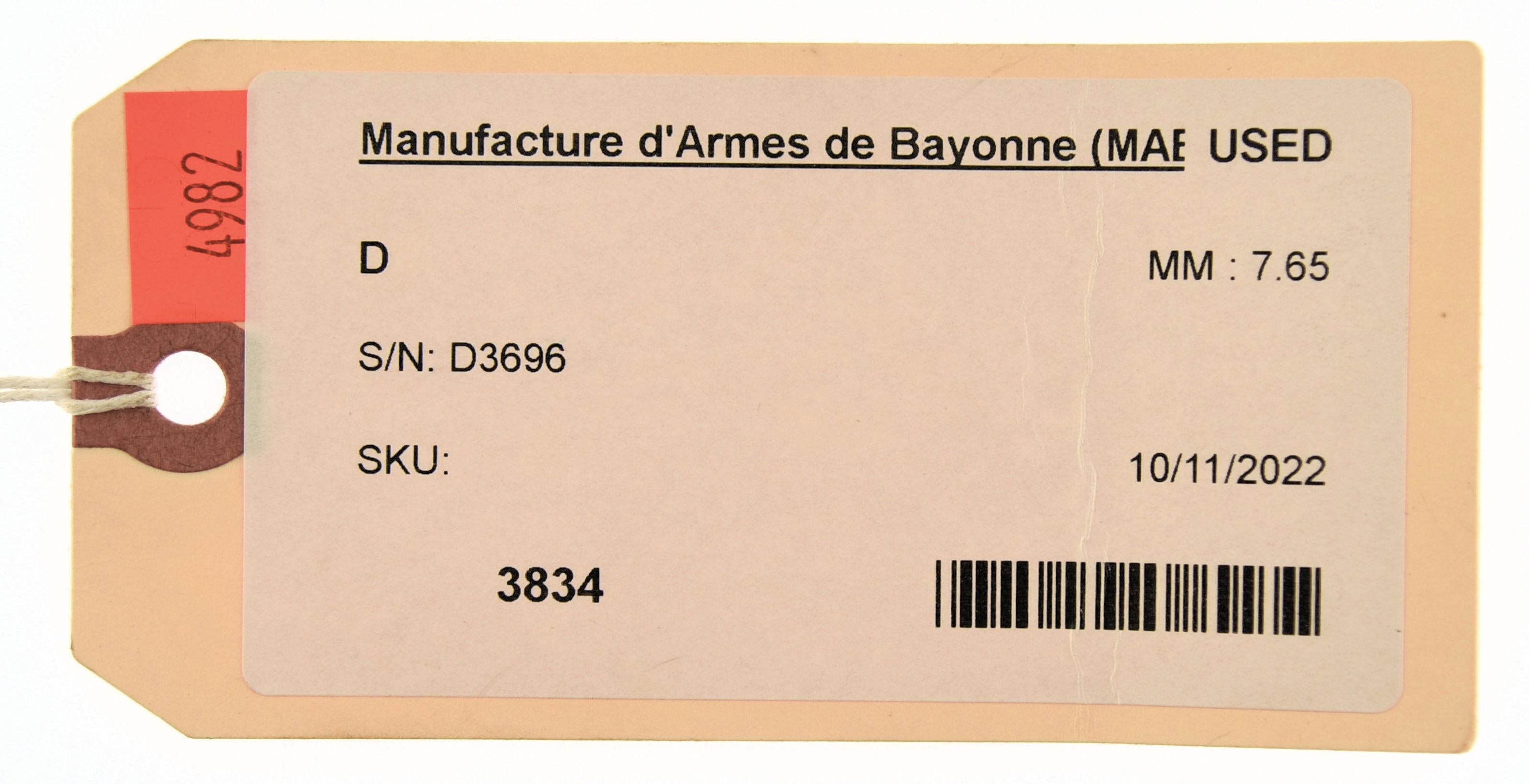 Manufacture d'Armes de Bayonne (MAB) D Type 1 Semi Auto Pistol