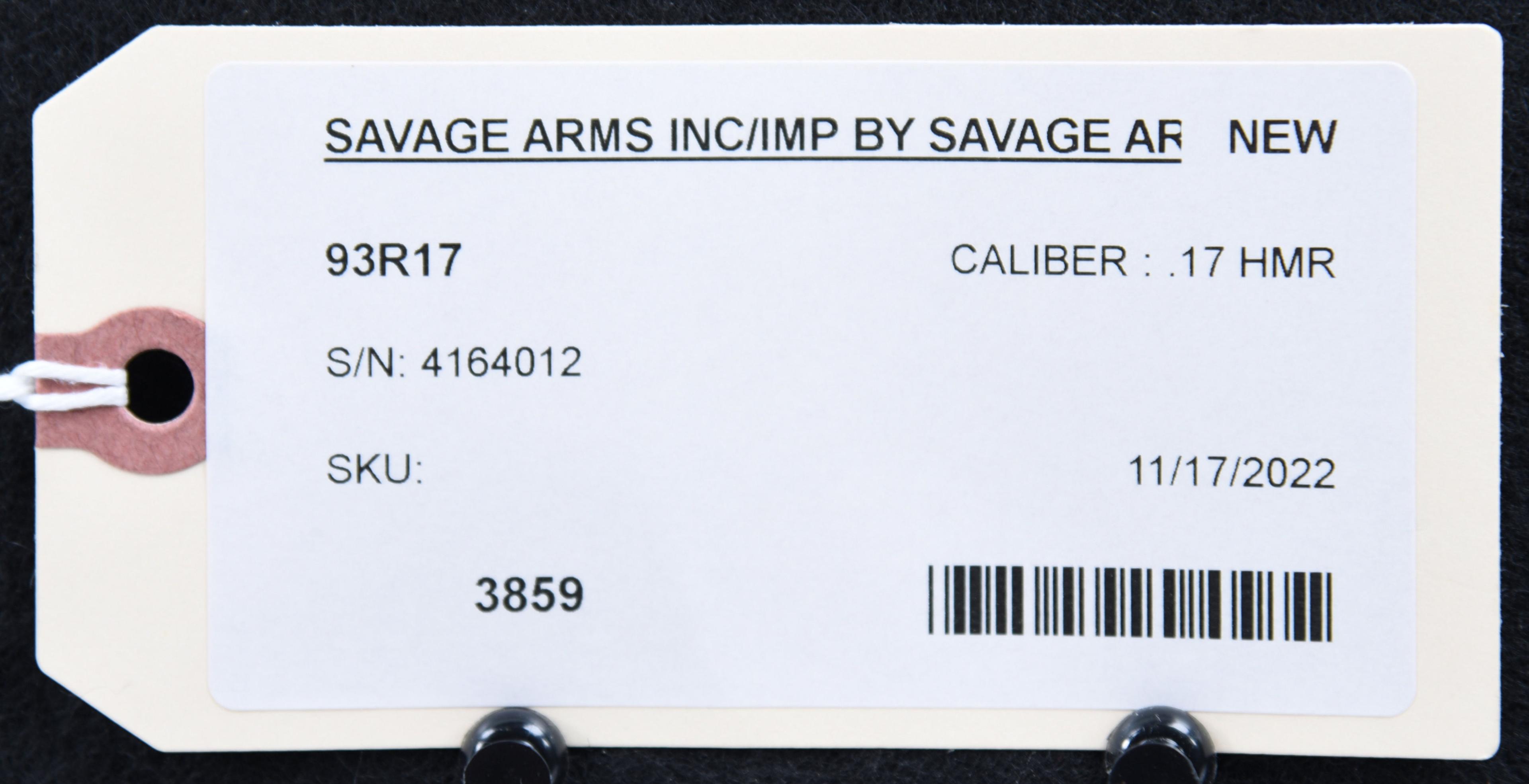 SAVAGE ARMS INC/IMP BY SAVAGE ARMS INC 93R17 Bolt Action Rifle