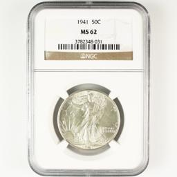 Certified 1941 U.S. walking Liberty half dollar