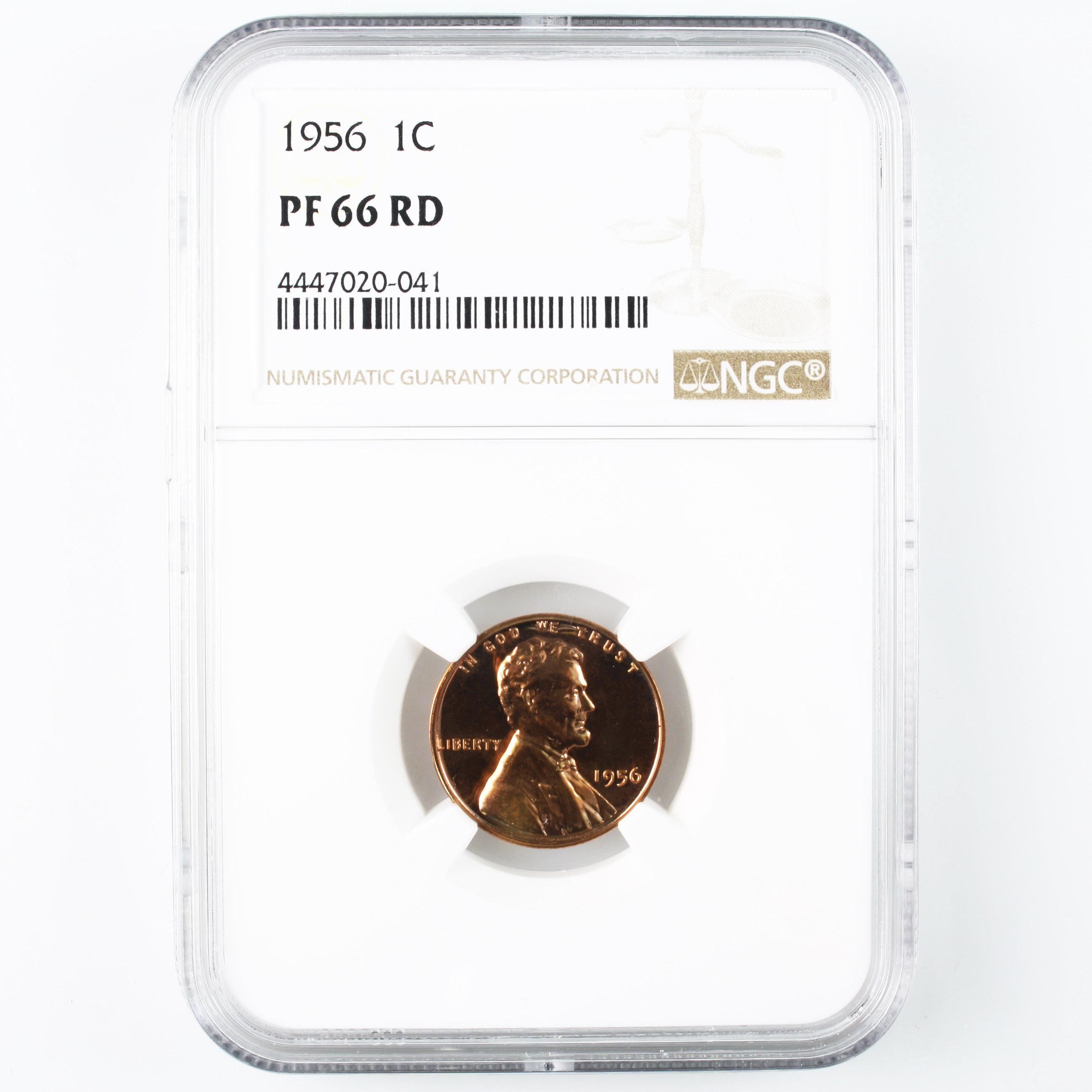 Certified 1956 U.S. proof Lincoln cent