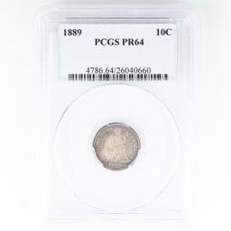 Certified 1889 U.S. proof seated Liberty dime