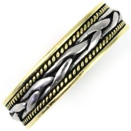 Estate 18K yellow gold & .900 fine platinum woven band ring