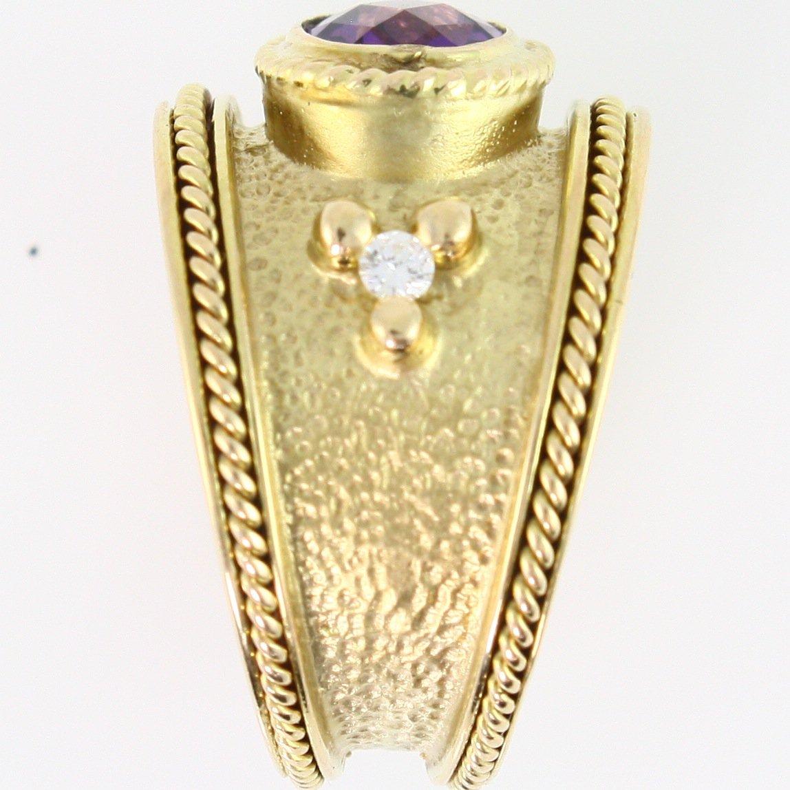 Estate 14K yellow gold diamond & amethyst ring